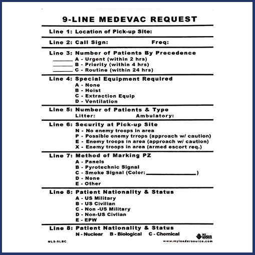 9Line Medevac Request Card My Leader Source